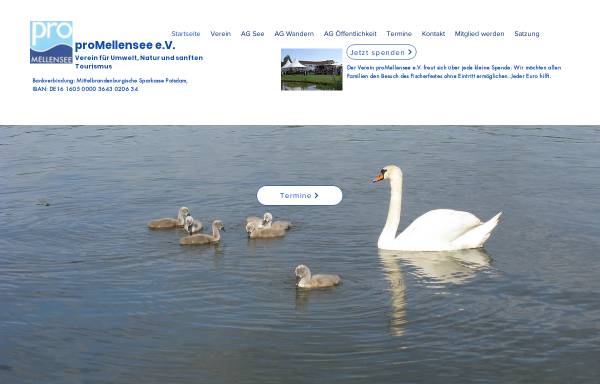 Vorschau von www.promellensee.de, Pro Mellensee e.V. Verein für Umwelt, Natur und sanften Tourismus