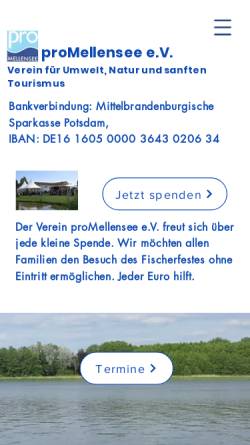 Vorschau der mobilen Webseite www.promellensee.de, Pro Mellensee e.V. Verein für Umwelt, Natur und sanften Tourismus