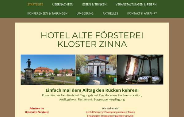 Vorschau von www.alte-foersterei-kloster-zinna.de, Romantik Hotel Alte Försterei Kloster Zinna - Alte Försterei Kloster Zinna Gast und Gastro GmbH