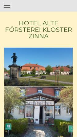 Vorschau der mobilen Webseite www.alte-foersterei-kloster-zinna.de, Romantik Hotel Alte Försterei Kloster Zinna - Alte Försterei Kloster Zinna Gast und Gastro GmbH
