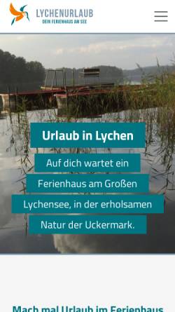 Vorschau der mobilen Webseite www.lychenurlaub.de, Bungalowvermietung Bärbel Meisner & Martin Medler GbR