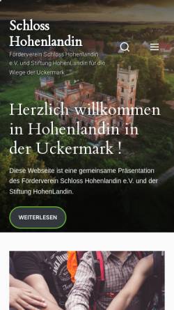 Vorschau der mobilen Webseite www.hohenlandin.de, Förderverein Schloss Hohenlandin e.V.