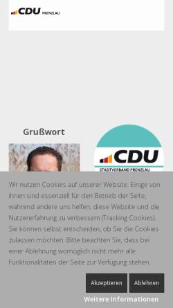 Vorschau der mobilen Webseite www.cdu-prenzlau.de, CDU Ortsverband Prenzlau