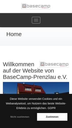 Vorschau der mobilen Webseite www.basecamp-prenzlau.de, BaseCamp Prenzlau e.V.