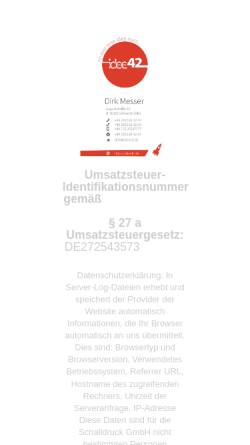 Vorschau der mobilen Webseite idee42.de, Idee42 - Inh. Dirk Messer