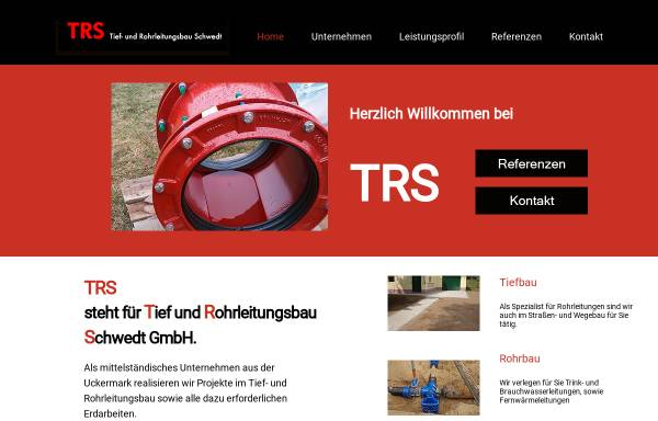 Vorschau von www.trschwedt.de, TRS - Tief- und Rohrleitungsbau Schwedt GmbH