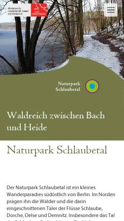 Vorschau der mobilen Webseite www.schlaubetal-naturpark.de, Naturpark Schlaubetal
