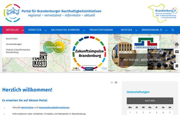 Vorschau von www.nachhaltig-in-brandenburg.de, Brandenburg 21 - Verein zur nachhaltigen Lokal- und Regionalentwicklung im Land Brandenburg e.V.