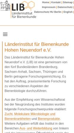 Vorschau der mobilen Webseite www2.hu-berlin.de, Länderinstitut für Bienenkunde Hohen Neuendorf e.V.