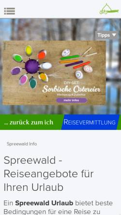 Vorschau der mobilen Webseite www.spreewald-info.de, Spreewald-info, Inh. Andre` Friedrich