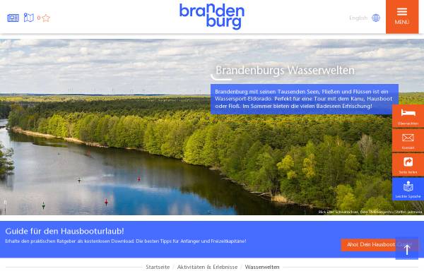 Vorschau von www.reiseland-brandenburg.de, Wassersport im Land Brandenburg - TMB Tourismus-Marketing Brandenburg GmbH