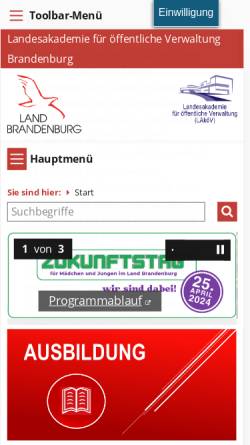 Vorschau der mobilen Webseite lakoev.brandenburg.de, LAköV, Landesakademie für öffentliche Verwaltung Brandenburg
