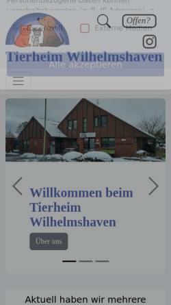 Vorschau der mobilen Webseite www.tierheim-whv.de, Tierschutzverein Wilhelmshaven und Umgebung e.V.
