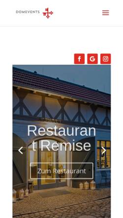 Vorschau der mobilen Webseite domevents.de, Domevents mit Restaurant Remise - Domcafé GmbH