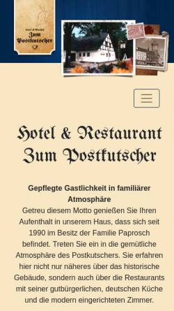Vorschau der mobilen Webseite www.zum-postkutscher.de, Hotel und Gasthof Zum Postkutscher - Inh. Mandy Paprosch