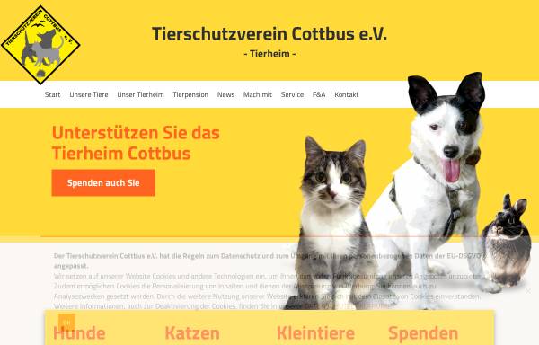 Vorschau von www.tierheim-cottbus.de, Tierschutzverein Cottbus e.V.