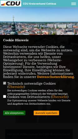 Vorschau der mobilen Webseite www.cdu-cottbus.de, CDU Kreisverband Cottbus