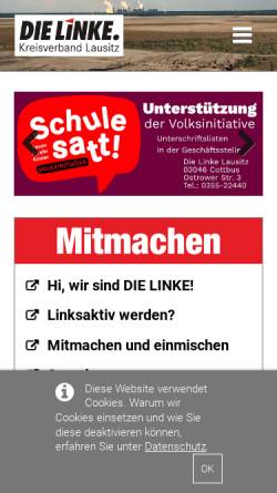 Vorschau der mobilen Webseite www.dielinke-lausitz.de, Kreisvorstand Die Linke. Lausitz