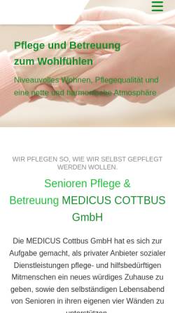 Vorschau der mobilen Webseite www.medicus-cottbus.de, Medicus Cottbus GmbH