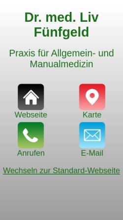 Vorschau der mobilen Webseite www.manmed-cottbus.de, Dr. med. Liv Fünfgeld, Praxis für Allgemein- und Manualmedizin
