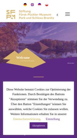 Vorschau der mobilen Webseite www.pueckler-museum.de, Stiftung Fürst-Pückler-Museum Park und Schloss Branitz