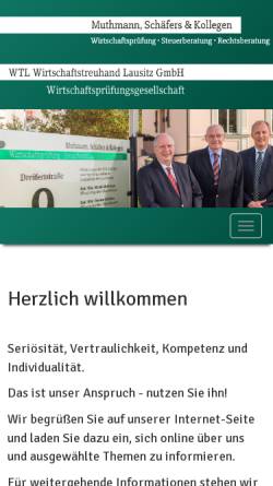 Vorschau der mobilen Webseite www.wp-stb-cottbus.de, Muthmann, Schäfers und Kollegen