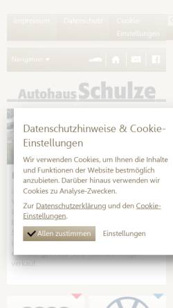 Vorschau der mobilen Webseite www.autohaus-schulze.de, Autohaus Schulze GmbH