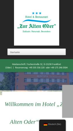 Vorschau der mobilen Webseite zuraltenoder.de, Hotel Zur Alten Oder - Inh. Hardmut Kohn