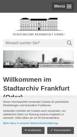 Vorschau der mobilen Webseite www.stadtarchiv-ffo.de, Stadtarchiv Frankfurt (Oder)