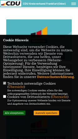 Vorschau der mobilen Webseite www.cdu-frankfurt-oder.de, CDU Frankfurt an der Oder