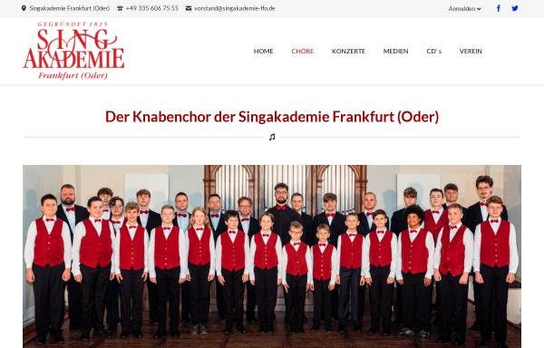 Vorschau von www.knabenchor-frankfurt.de, Knabenchor der Singakademie Frankfurt (Oder)