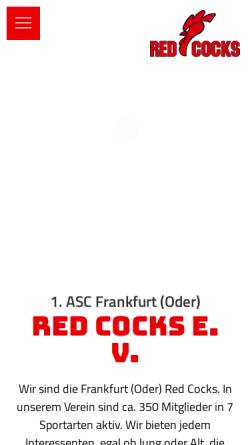 Vorschau der mobilen Webseite www.redcocks.info, 1. AFV Frankfurt (Oder) Red Cocks e.V.