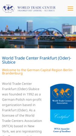Vorschau der mobilen Webseite www.wtcbb.de, WTC Brandenburg - World Trade Center Frankfurt (Oder) GmbH