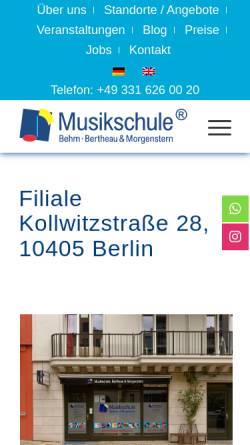 Vorschau der mobilen Webseite www.bertheau-morgenstern.de, Musikschule Bertheau & Morgenstern GbR