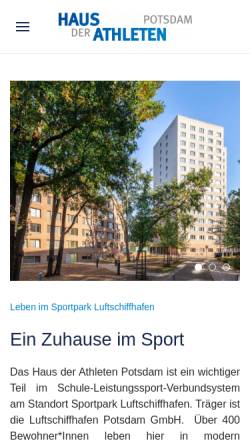 Vorschau der mobilen Webseite www.haus-der-athleten-potsdam.de, Haus der Athleten Potsdam