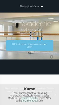 Vorschau der mobilen Webseite tanzakademie-erxleben.de, Tanzakademie Marita Erxleben