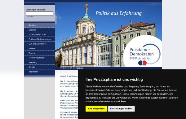 Vorschau von www.potsdamer-demokraten.de, Wählervereinigung Potsdamer Demokraten