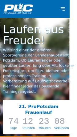 Vorschau der mobilen Webseite potsdamer-laufclub.de, Potsdamer Laufclub e.V.