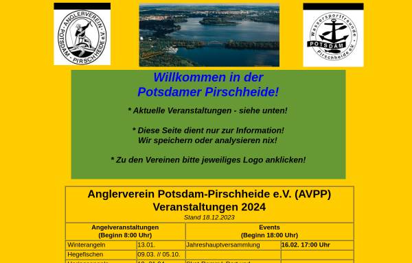 Vorschau von www.pirschheide.de, Angelei und Wassersport in der Potsdamer Pirschheide