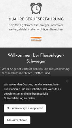 Vorschau der mobilen Webseite www.fliesenleger-schwieger.de, Fliesenleger-Schwieger - Inh. Torsten Schwieger