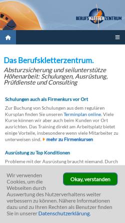 Vorschau der mobilen Webseite www.berufskletterzentrum.de, Berufskletterschule Potsdam - GEFABA GmbH