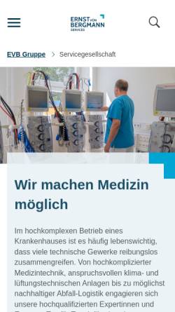 Vorschau der mobilen Webseite www.servicesevb.de, Servicegesellschaft am Klinikum Ernst von Bergmann mbH