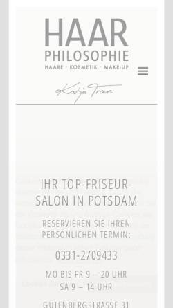 Vorschau der mobilen Webseite haarphilosophie-potsdam.de, Friseur-Salon Haarphilosophie - Inh. Katja Trowe
