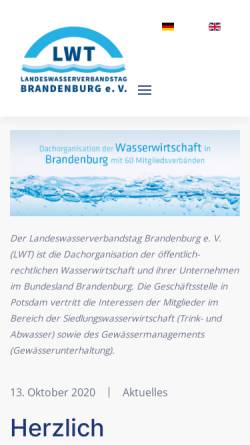 Vorschau der mobilen Webseite lwt-brandenburg.de, Landeswasserverbandstag Brandenburg e.V.