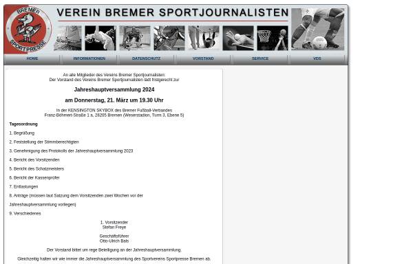 Vorschau von www.sportpresse-bremen.de, Verein Bremer Sportjournalisten e.V.