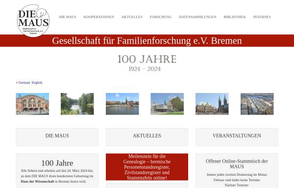 Vorschau von www.die-maus-bremen.de, Die Maus - Gesellschaft für Familienforschung e.V. Bremen