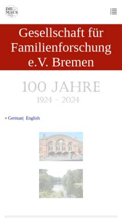 Vorschau der mobilen Webseite www.die-maus-bremen.de, Die Maus - Gesellschaft für Familienforschung e.V. Bremen