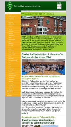 Vorschau der mobilen Webseite www.tura-bremen.de, Turn- und Rasensportverein Bremen e.V.