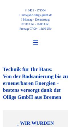 Vorschau der mobilen Webseite www.olligs-gmbh.de, Olligs GmbH