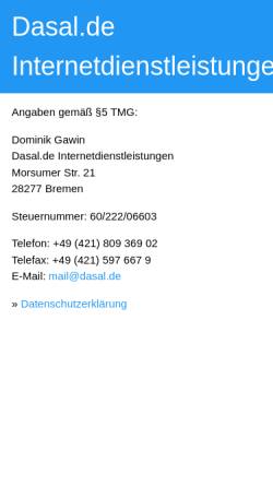 Vorschau der mobilen Webseite www.dasal.de, Dasal.de, Internetdienstleistungen